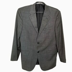 Hickey Freeman Man Worsted Wool Blazer Jacket Sz 40 S Gray Printed Preppy Button